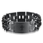 HNSP 24MM Width 316L Stainless Steel Cuban Chain Cross Bracelet For Men Jewelry Male Hand Chain Wrap Bracelets Punk Accessory