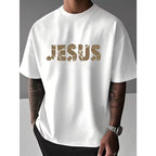 2026 Summer Christian Style Jesus Cross Pattern Printed T-shirt Men's Women's Plus Size Casual Short Sleeve Crew Neck Cotton Tee