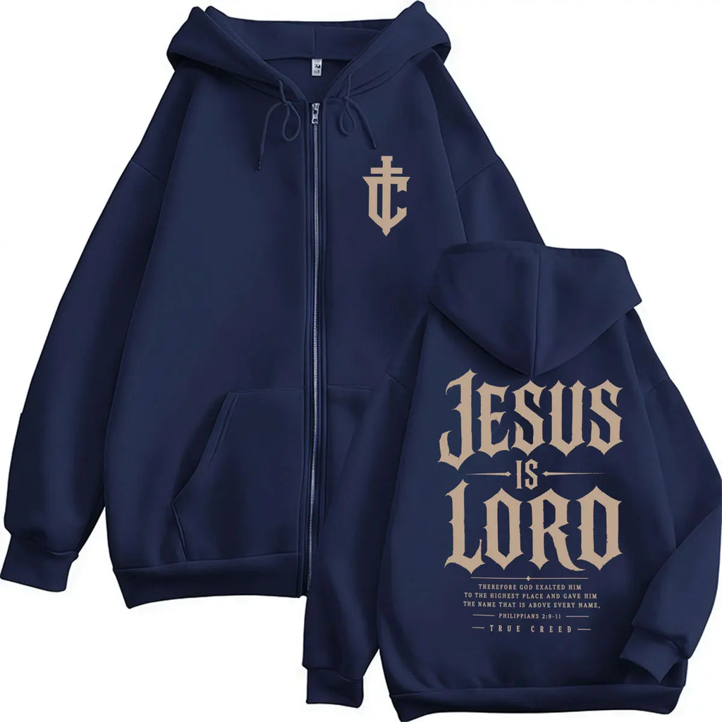 Jesus Is Lord Zipper Hoodie Oversized Casual Pullover Streetwear