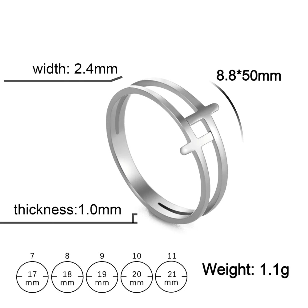 COOLTIME Gothic Cross Couple Rings Stainless Steel Silver Color Jesus Cross Finger Ring for Men Women Punk Jewelry Wedding Gift