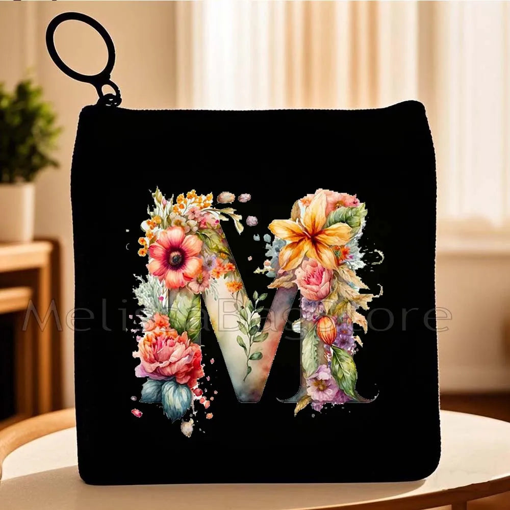 Cartoon Jesus Christ Floral Cross Love Faith Cute Christian Bible Belief Flowers Canvas Key Coin Purse Cute Bag Wallet Pouch