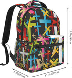 Fashion Jesus Cross Backpack Christian Travel Laptop Backpack Lightweight Bookbag for Women Men