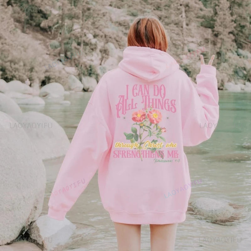 Christian Floral sweatshirt hoodie gift for her Bible verse Hoody Jesus aesthetic sweater Words on back crewneck Faith apparel