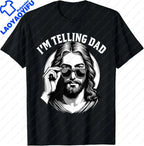 I Saw That I'm Telling Dad Funny Religious Christian Jesus T-Shirt Graphic T Shirts  Mens T Shirt Customizable Camiseta Hombre