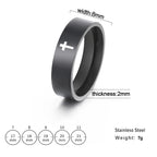 COOLTIME Gothic Cross Couple Rings Stainless Steel Silver Color Jesus Cross Finger Ring for Men Women Punk Jewelry Wedding Gift