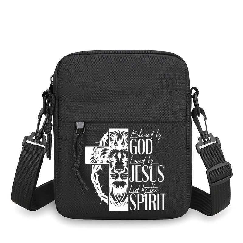 Christianity Retro Men Women Shoulder Bag，harajuku Lion and Cross Street Style Mobile Phone Bag，unisex Jesus Small Crossbody Bag
