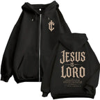 Jesus Is Lord Zipper Hoodie Oversized Casual Pullover Streetwear