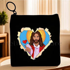 Cartoon Jesus Christ Floral Cross Love Faith Cute Christian Bible Belief Flowers Canvas Key Coin Purse Cute Bag Wallet Pouch