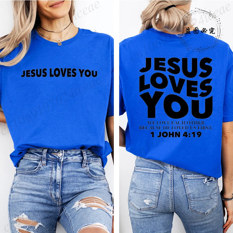 Jesus Loves You T-Shirt Christian Faith Based T Shirts Love Like Jesus T-Shirts Casual Short Sleeve Tee Tshirt for Women Clothes