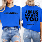 Jesus Loves You T-Shirt Christian Faith Based T Shirts Love Like Jesus T-Shirts Casual Short Sleeve Tee Tshirt for Women Clothes
