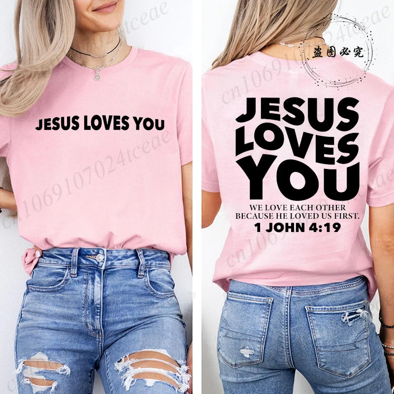 Jesus Loves You T-Shirt Christian Faith Based T Shirts Love Like Jesus T-Shirts Casual Short Sleeve Tee Tshirt for Women Clothes