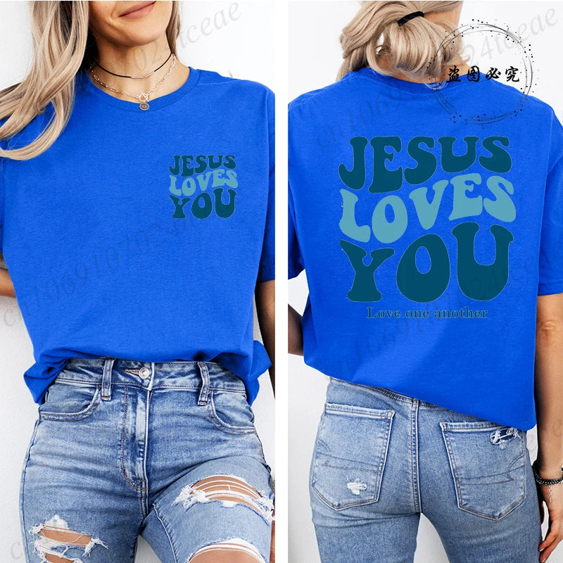 Jesus Loves You T-Shirt Christian Faith Based T Shirts Love Like Jesus T-Shirts Casual Short Sleeve Tee Tshirt for Women Clothes