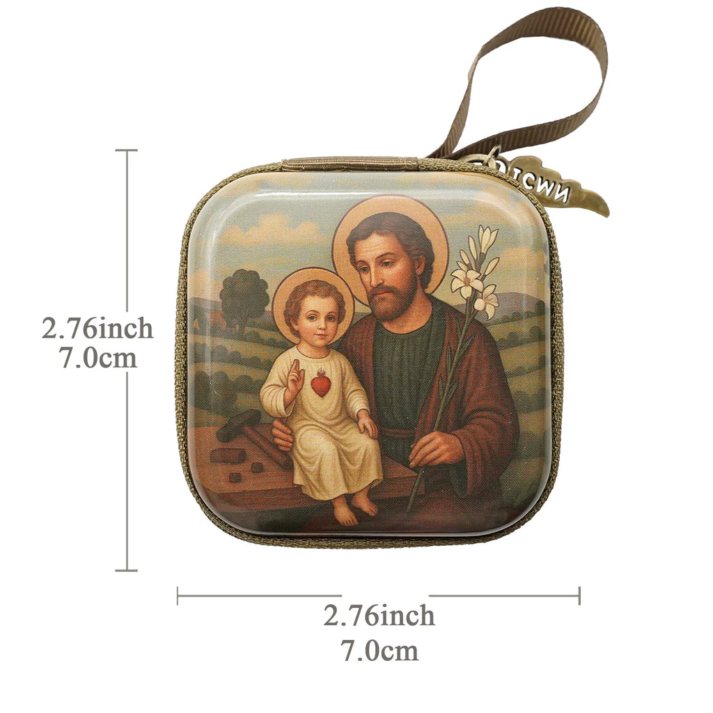 Virgin Mary Jesus Prayer Rosary Bag Religious Jewelry Storage Box Prayer Beads Rosary Box Christian Gifts 7x7cm