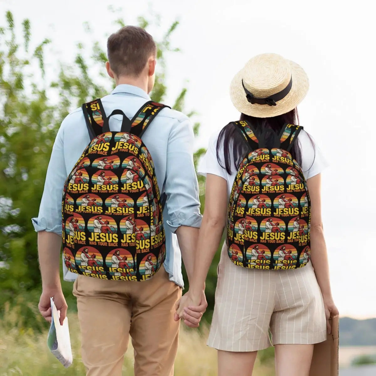Jesus Has Your Back Jiu Jitsu Christian Student Backpack School Bag Hiking Travel Daypack for Boys Girls Bookbag Shoulder Bags