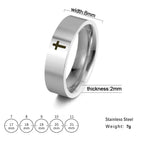 COOLTIME Gothic Cross Couple Rings Stainless Steel Silver Color Jesus Cross Finger Ring for Men Women Punk Jewelry Wedding Gift
