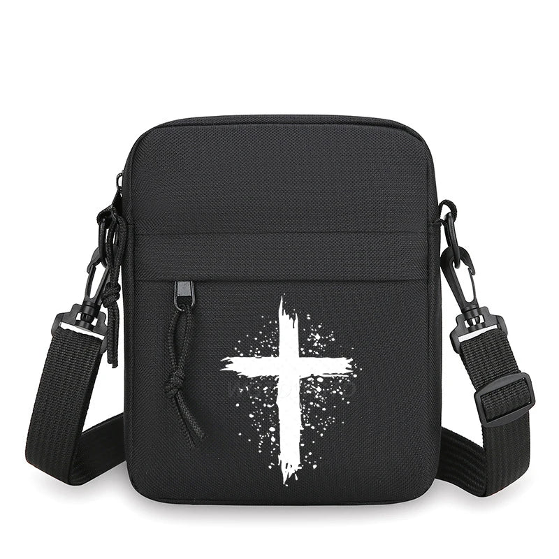 Christianity Retro Men Women Shoulder Bag，harajuku Lion and Cross Street Style Mobile Phone Bag，unisex Jesus Small Crossbody Bag