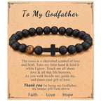 Elastic Natural Stone Beaded Cross Bracelet For Dad Godfather Husband Brother Faith Love Hope Gifts