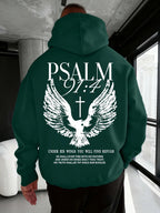 Christian Bible Verse Psalm 91:4 Print Men Women Hooded Sweatshirt Autumn Winter Outdoor Vacation Casual Loose Warm Sportswear