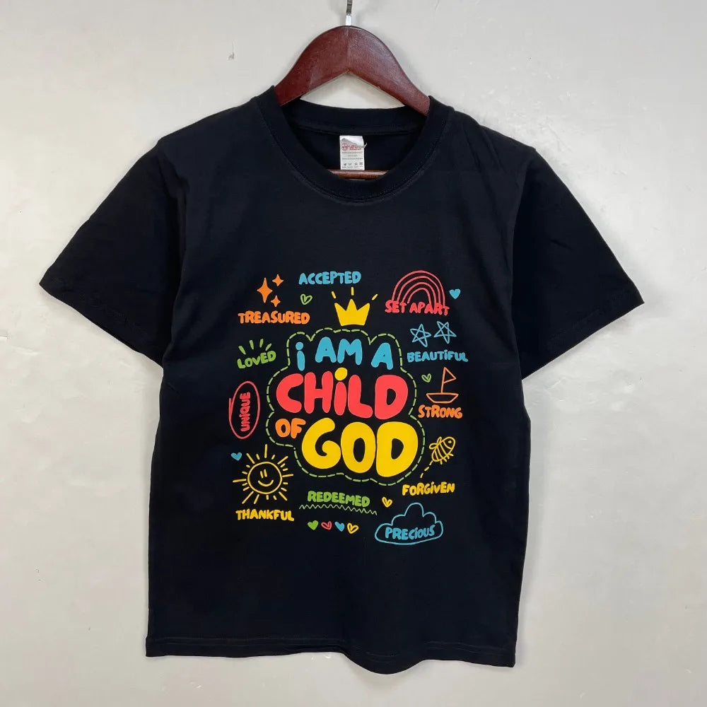 I Am A Child of God Christian Retro TShirt Faith Jesus Gifts Tee Tops Christianity Men Women Summer Crewneck Cotton Short Slevee