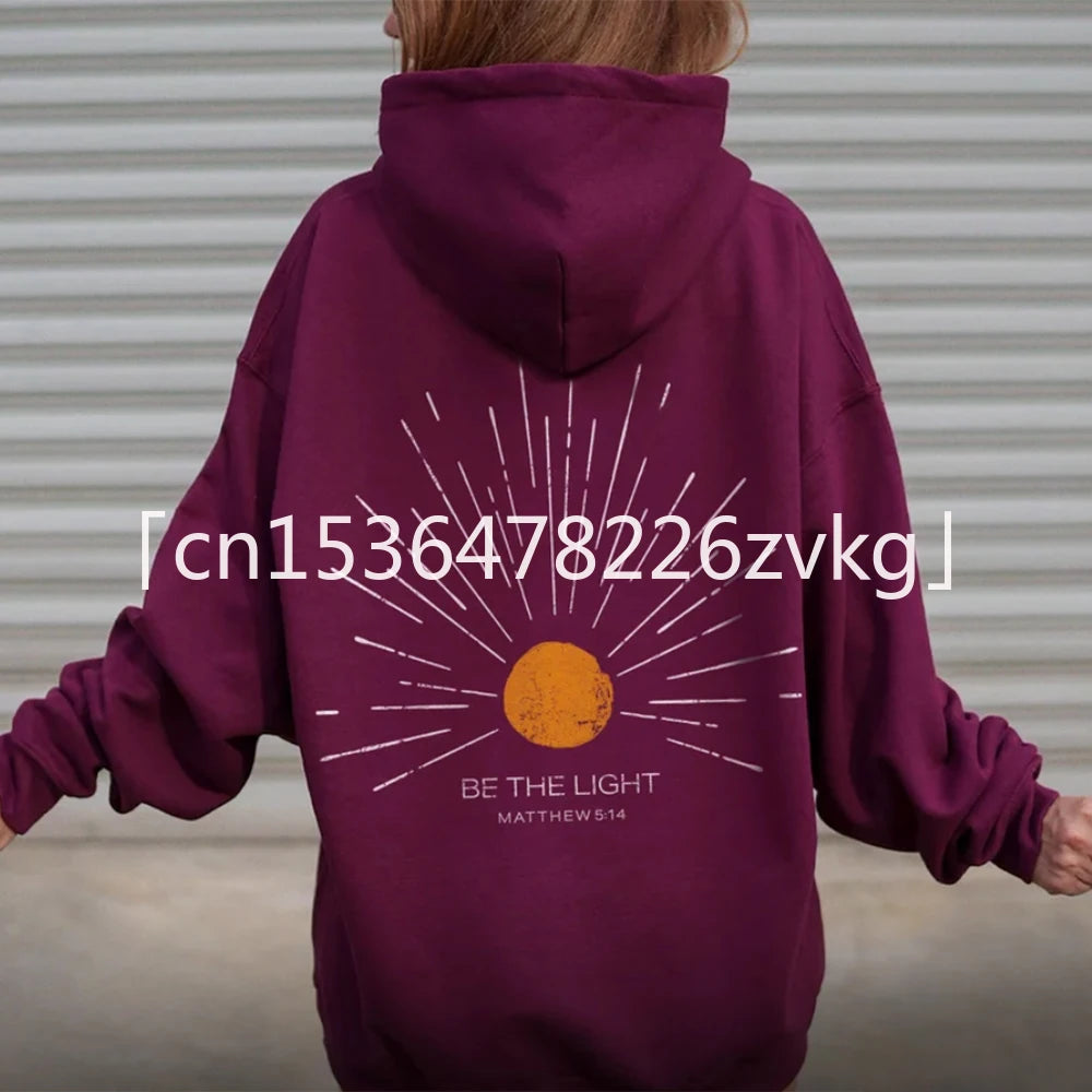 Aesthetic Christian Hoodie Be The Light Sunset Hoodie Christian Streetwear Bible Verse Sweatshirt Christian Merch Jesus Hoodies