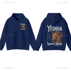 Yeshua Hoodie Spiritual Sweatshirt Baptism Gift Lion Hoodie for Men Bible Verse Scripture Hoody Jesus Hoodie Christian Unisex